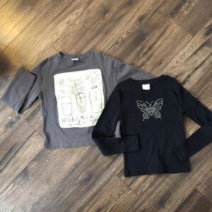 Zara | 9-10 | Kids Graphic Long Sleeve Shirts - Gray and Black